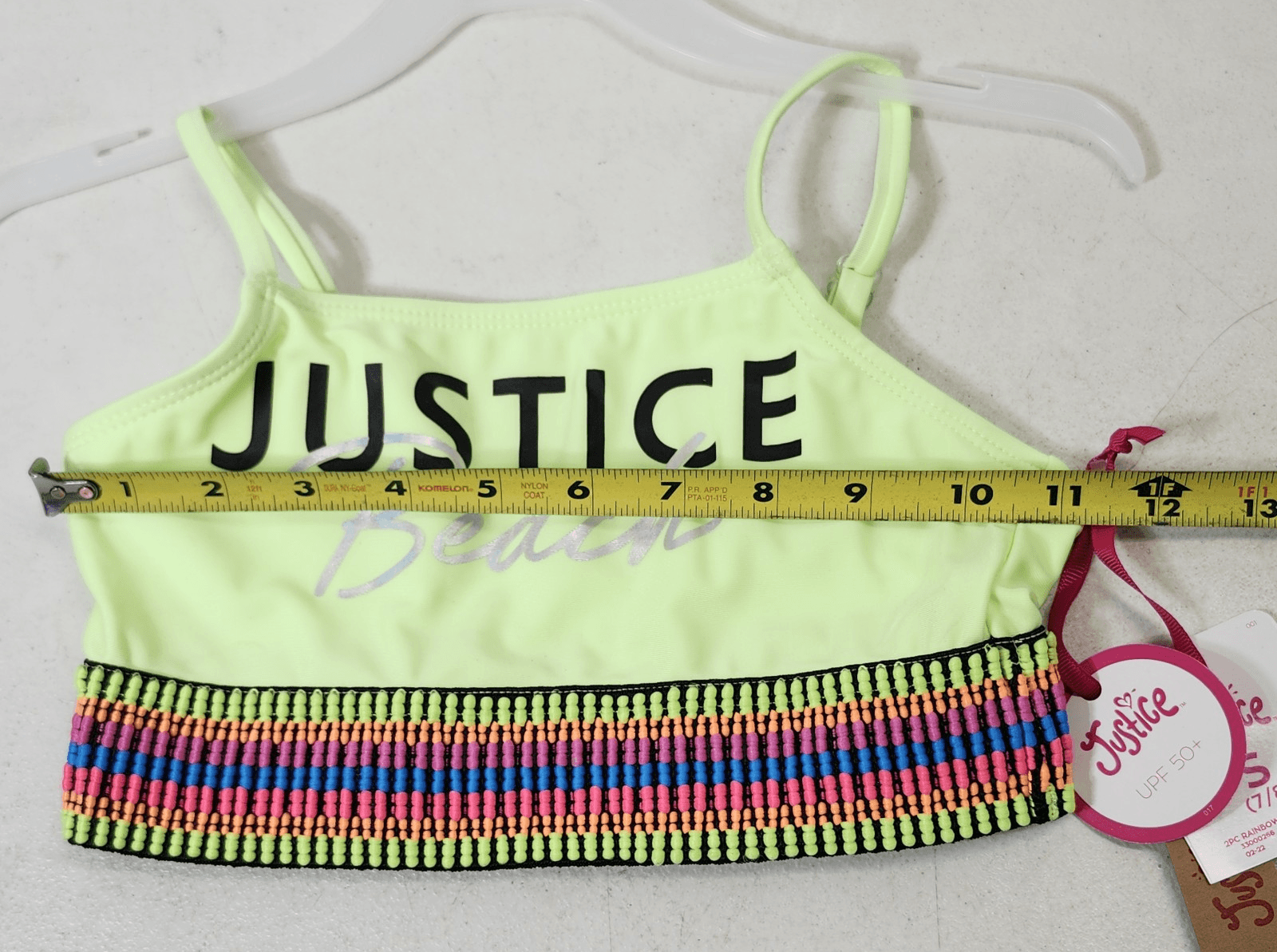 Justice Girls Small 6-7 Rainbow Swim Top Bikini Beach Pool Swimming NEW - Thumbnail 2