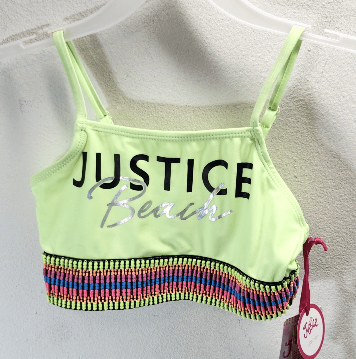 Justice Girls Small 6-7 Rainbow Swim Top Bikini Beach Pool Swimming NEW