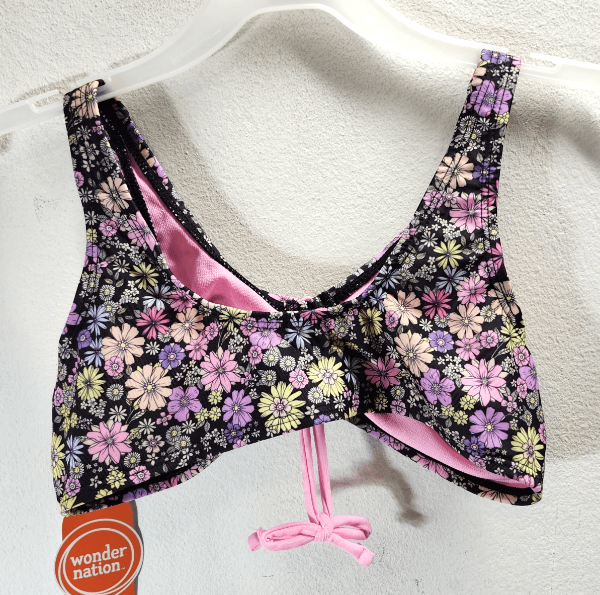 Wonder Nation Girls Large 10-12 Colorful Floral Swim Top Bikini NEW