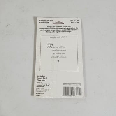 American Greetings Vintage Christmas Blessings Cards Pack Of 6 NEW - Thumbnail 4