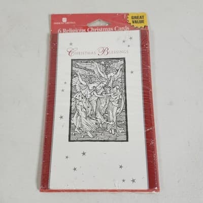 American Greetings Vintage Christmas Blessings Cards Pack Of 6 NEW - Thumbnail 2