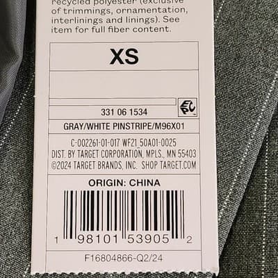 Wild Fable Blazer Women's XS Gray White Pinstripe Notch Lapel Two Button NEW - Thumbnail 7