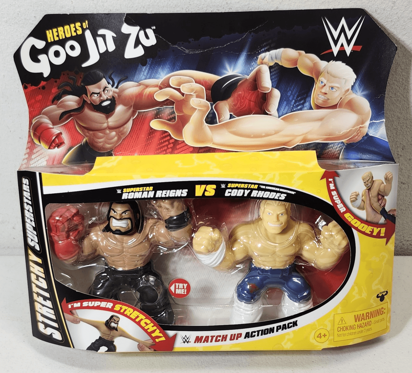 WWE Superstars Goo Jit Zu Roman Reigns vs Cody Rhodes Stretchy Figures NEW