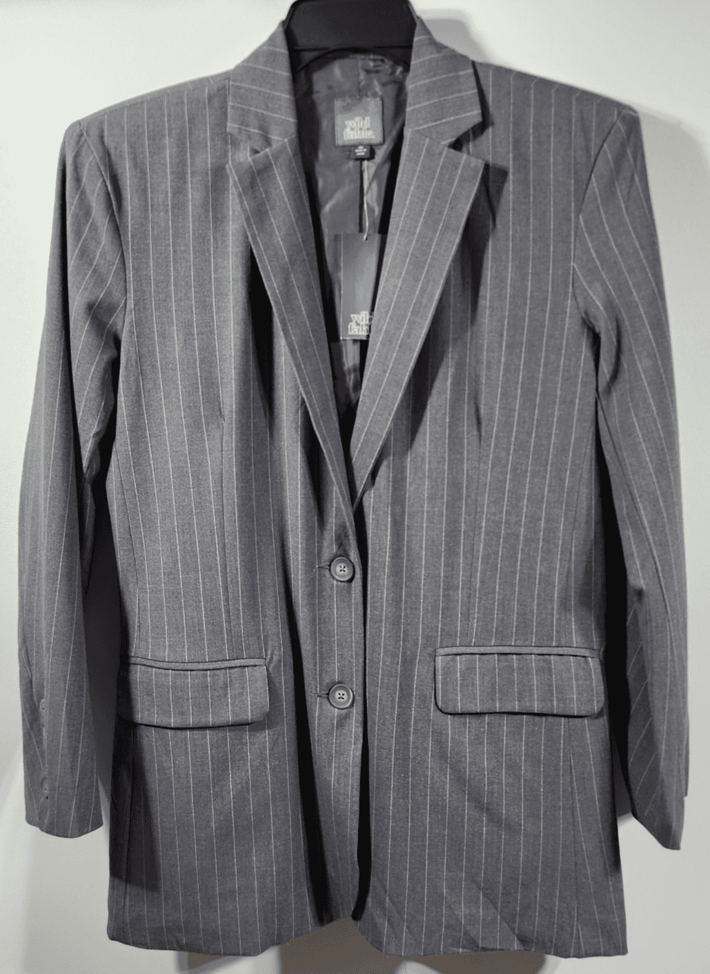 Wild Fable Blazer Women's XS Gray White Pinstripe Notch Lapel Two Button NEW - Thumbnail 5
