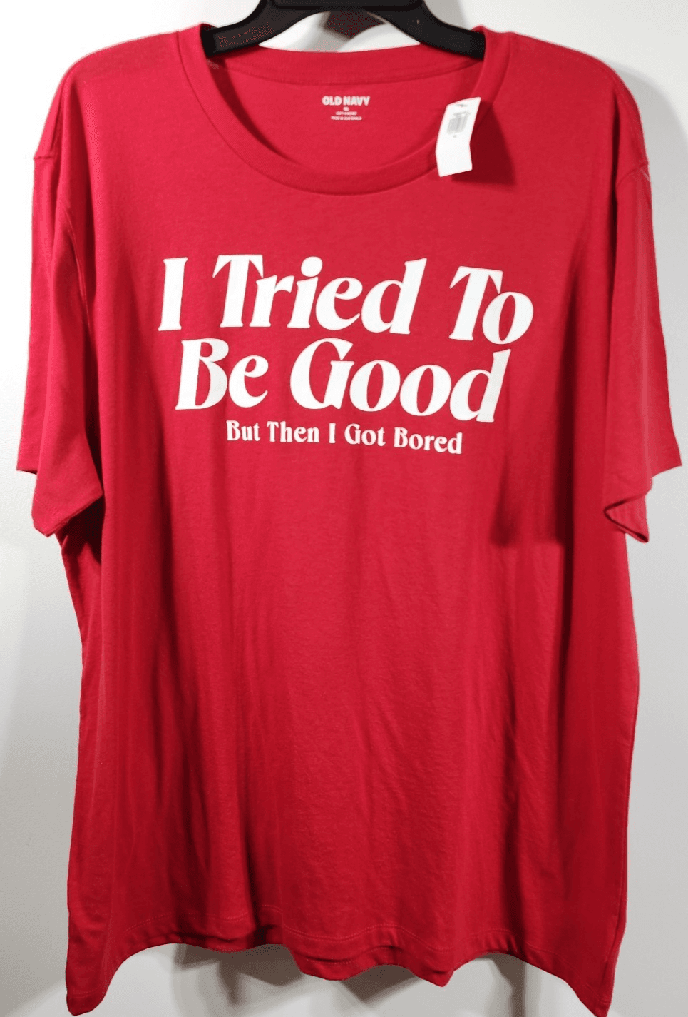 Old Navy T-Shirt Men's XL Red Short Sleeve I Tried To Be Good Graphic NEW - Thumbnail 5