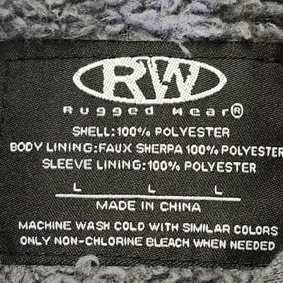 Rugged Wear Men's Large Long Sleeve Gray Pockets Full Zip Fleece Lined - Thumbnail 7
