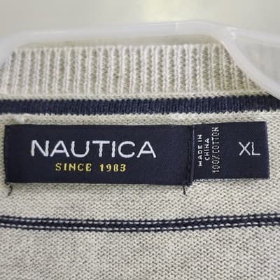 Nautica Sweater Mens XL Long Sleeve V-Neck Lightweight Striped Pullover - Thumbnail 7