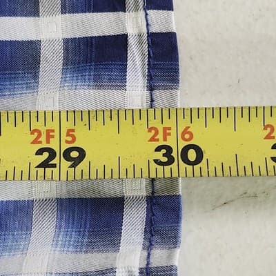 Age of Wisdom Shirt Men's Large Blue White Plaid Flap Pocket Button Up - Thumbnail 3