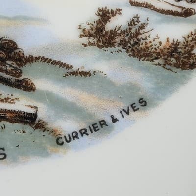 Harkerware Currier Ives Gold Trim Plate A Home In The Wilderness 8" USA - Thumbnail 5