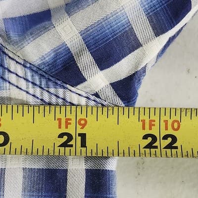 Age of Wisdom Shirt Men's Large Blue White Plaid Flap Pocket Button Up - Thumbnail 2