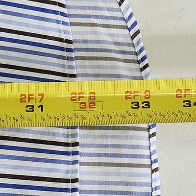 Bugatchi Uomo Men's XXL Shirt Blue Brown Striped Classic Fit Button Up - Thumbnail 3