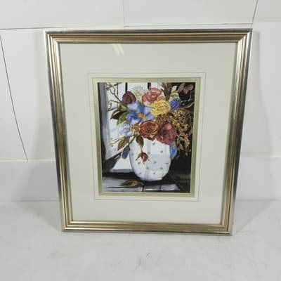 Vintage Fleurs Pour Lulu Floral Still Life Print in Ornate Gold Frame Wall Art - Thumbnail 3