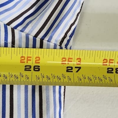 Bugatchi Uomo Men's XXL Shirt Blue Brown Striped Classic Fit Button Up - Thumbnail 2