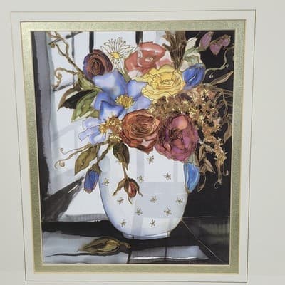 Vintage Fleurs Pour Lulu Floral Still Life Print in Ornate Gold Frame Wall Art - Thumbnail 2