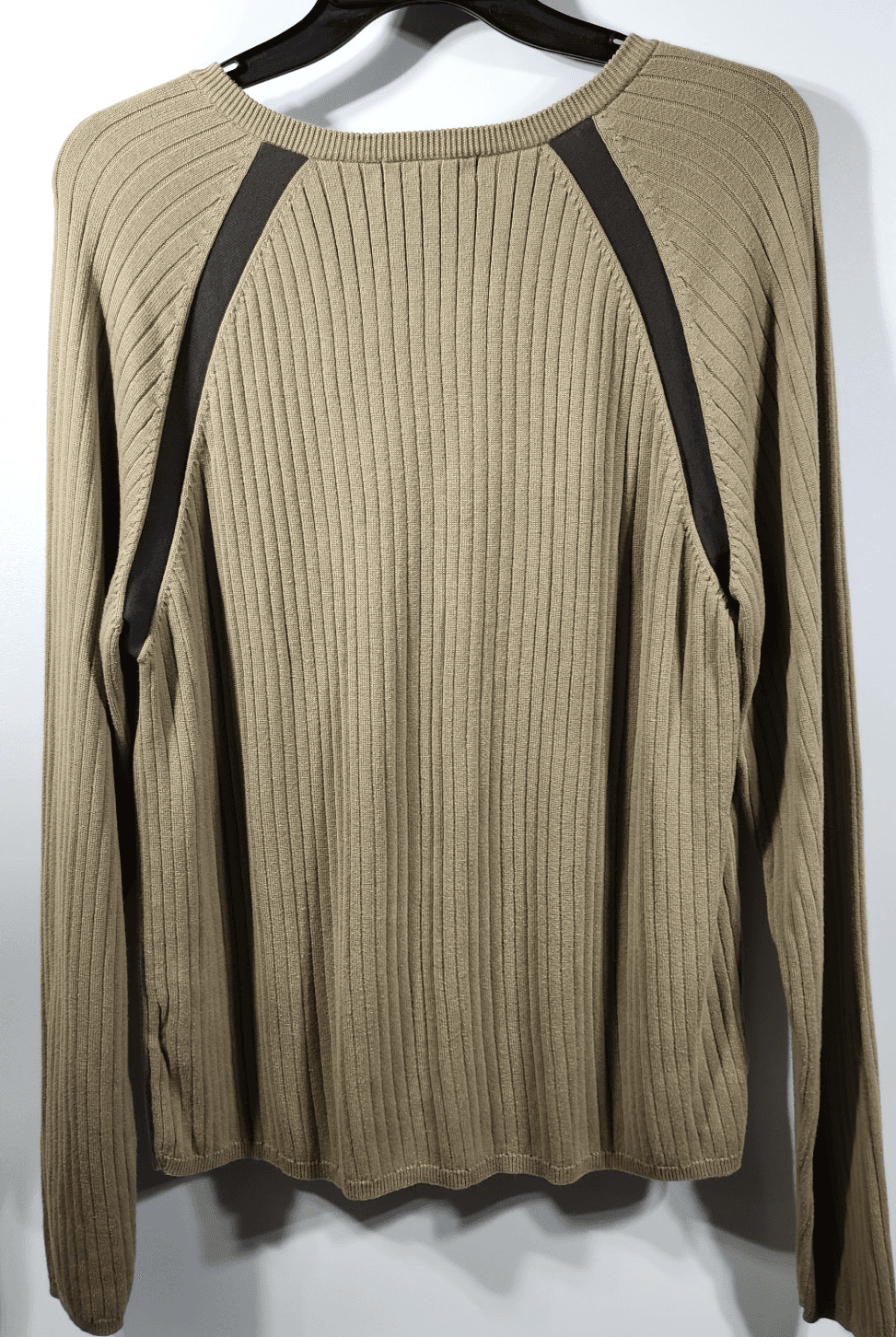 Calvin Klein Men's XXL V-Neck Pullover Sweater Brown Ribbed Long Sleeve - Thumbnail 4