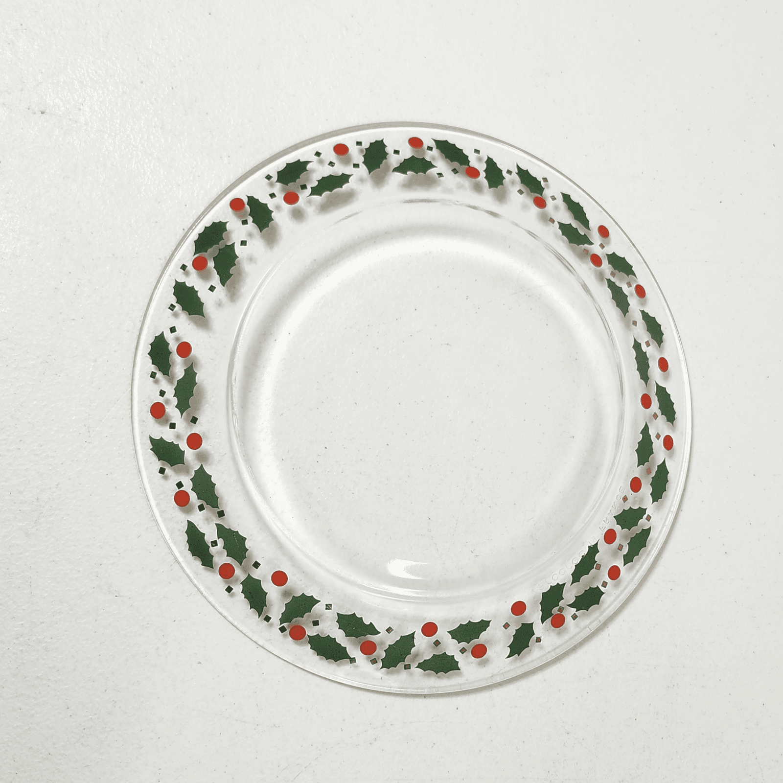 Arcoroc 8” Christmas Red Holly Berry Salad Dessert Glass Plate Decor France - Thumbnail 4