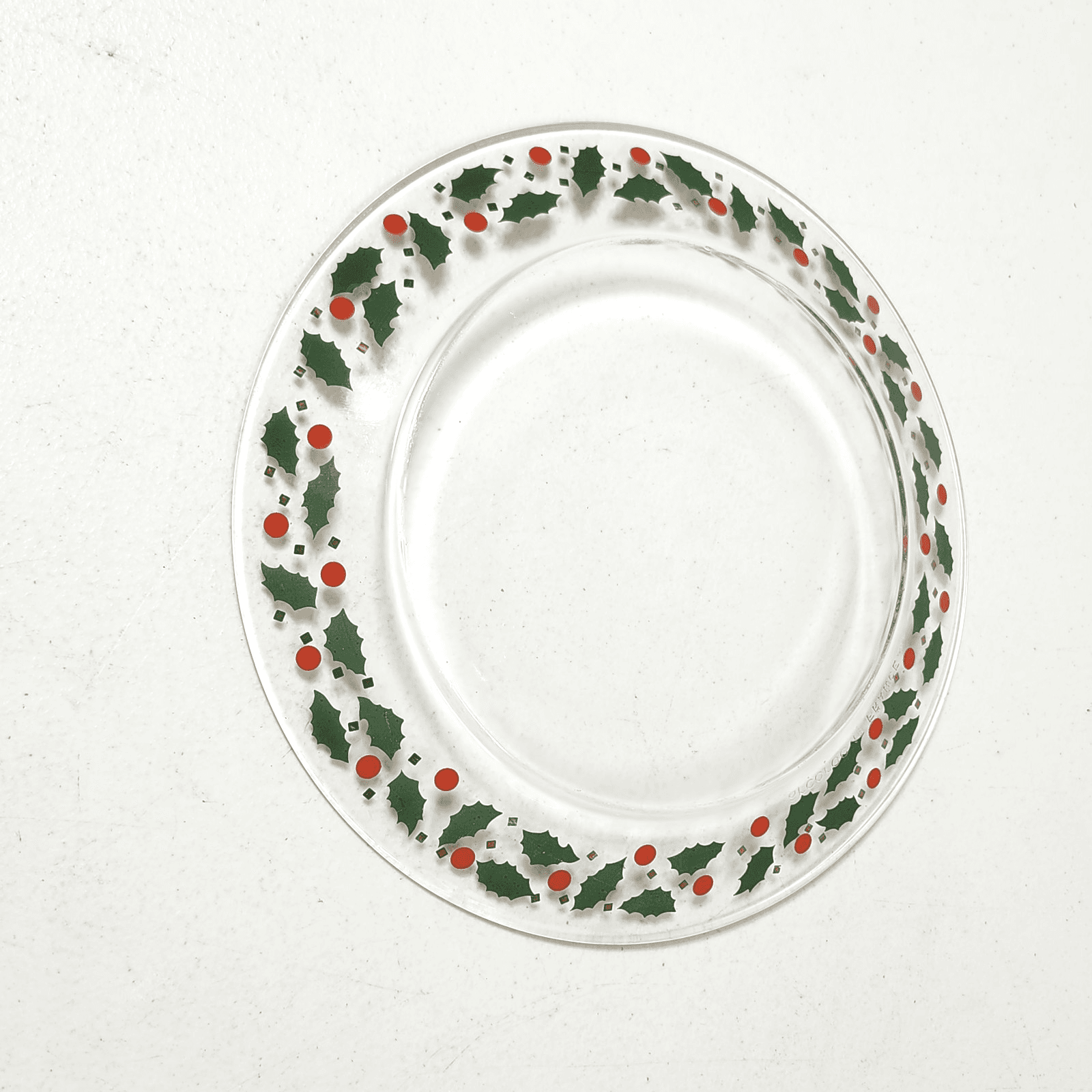 Arcoroc 8” Christmas Red Holly Berry Salad Dessert Glass Plate Decor France - Thumbnail 5