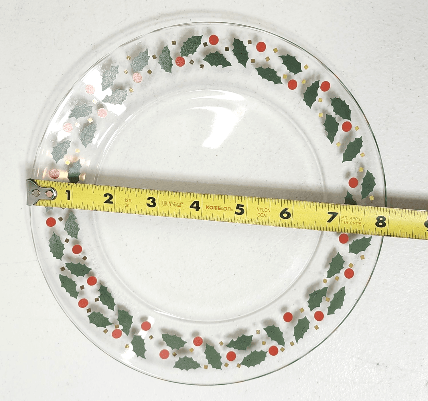Arcoroc 8” Christmas Red Holly Berry Salad Dessert Glass Plate Decor France - Thumbnail 3