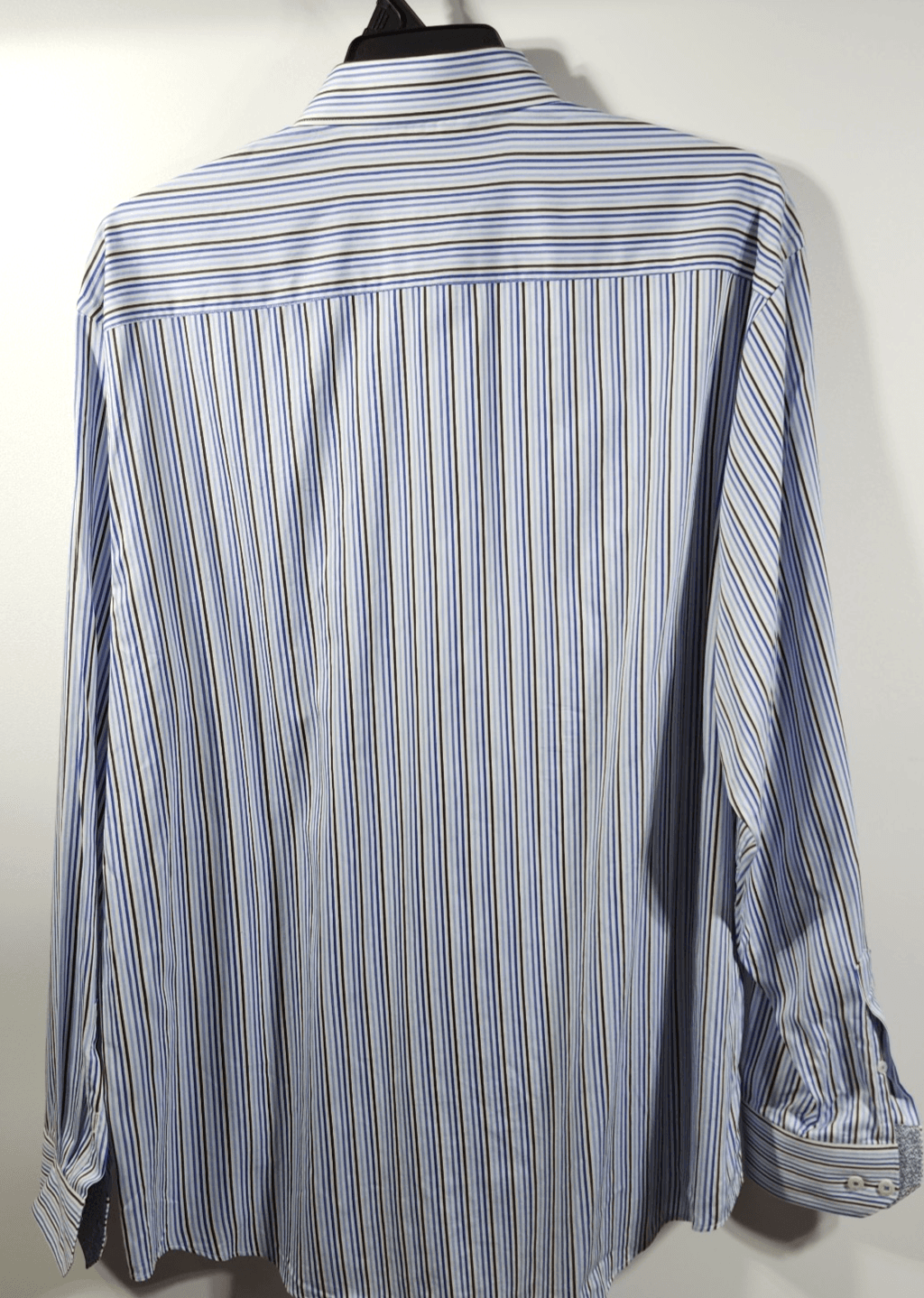 Bugatchi Uomo Men's XXL Shirt Blue Brown Striped Classic Fit Button Up - Thumbnail 6