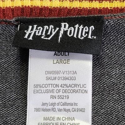 Harry Potter Gryffindor V-Neck Sweater L Gray Red Yellow Trim Wizarding World - Thumbnail 7