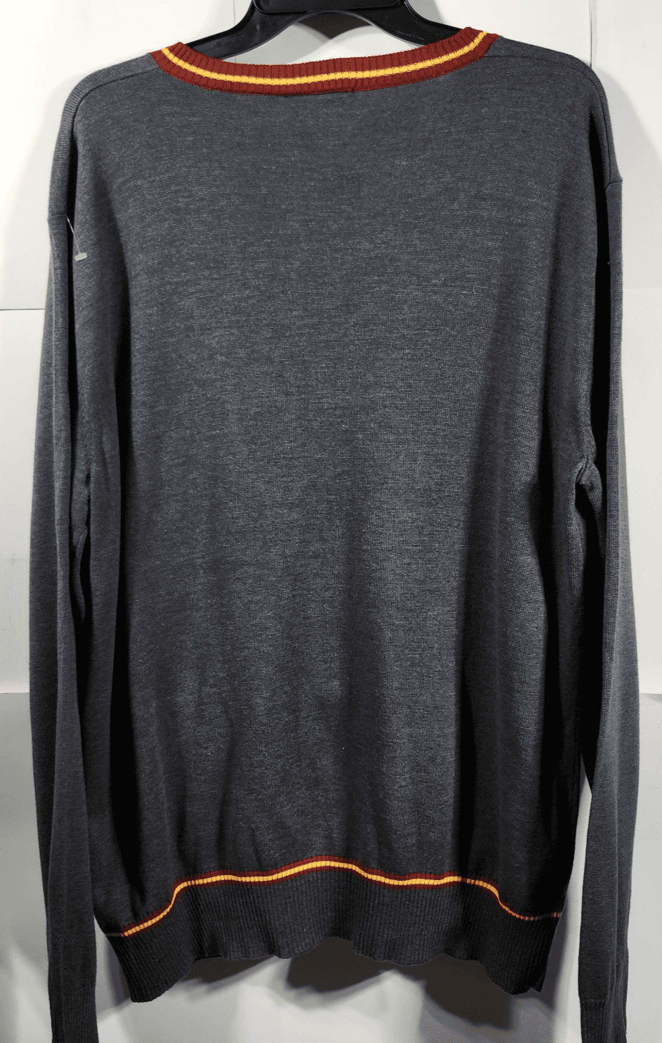 Harry Potter Gryffindor V-Neck Sweater L Gray Red Yellow Trim Wizarding World - Thumbnail 4