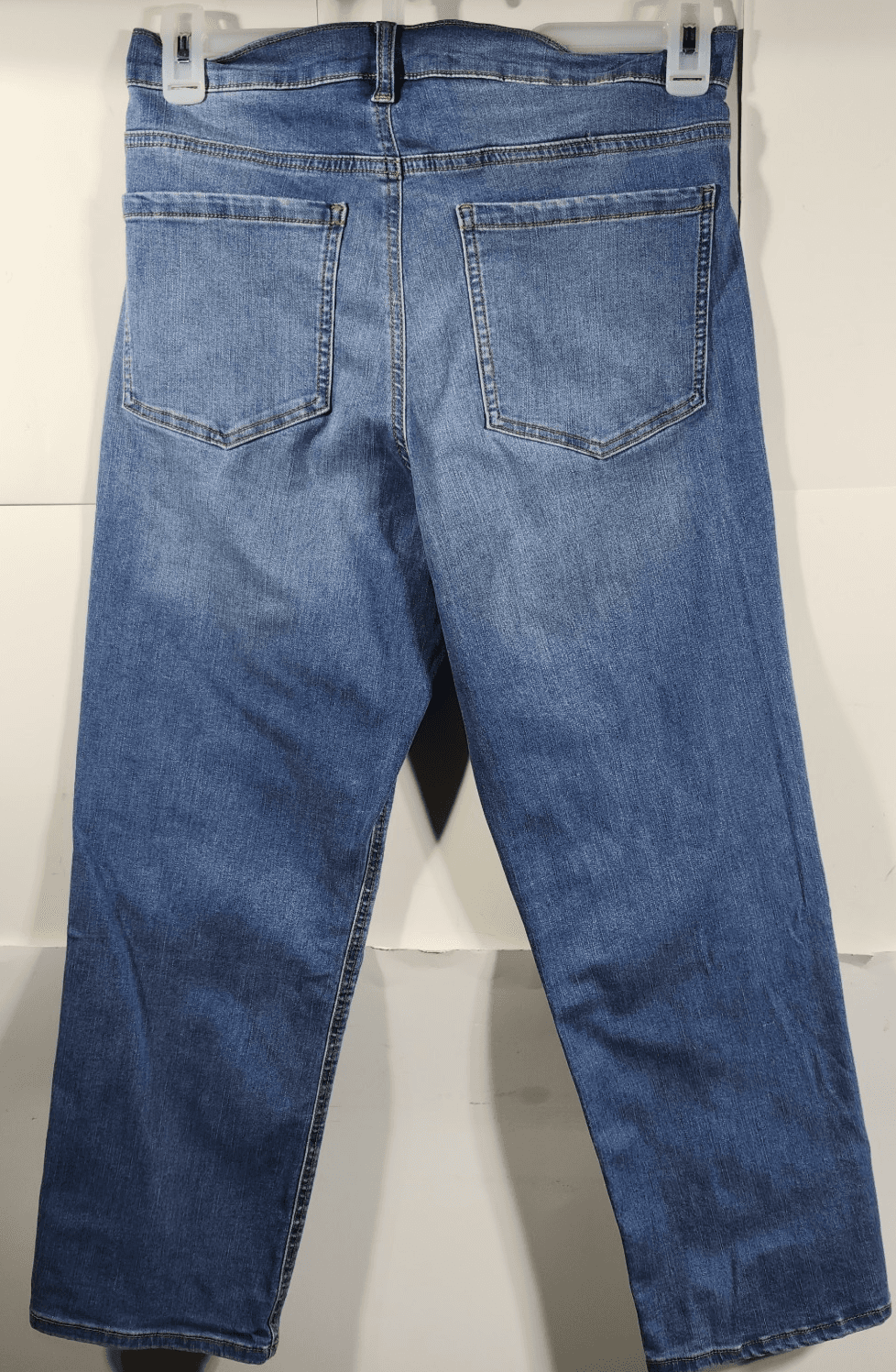 Time & Tru Women's M Maternity Jeans Straight Leg Blue Denim Stretch Pants NEW - Thumbnail 6