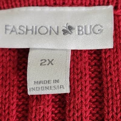 Fashion Bug Women's 2X Hooded Sweater Red Long Sleeve W/Front Pocket - Thumbnail 7