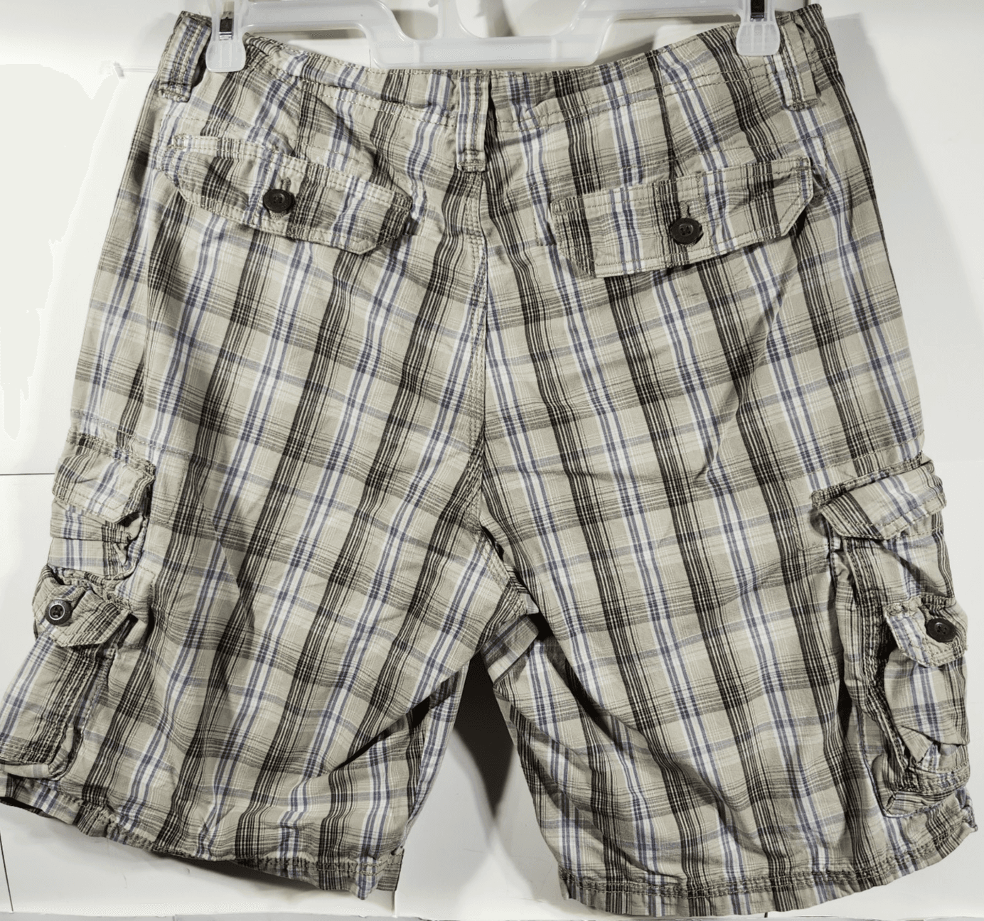 Lee Dungrees Men's Size 33 Cargo Shorts Brown Blue Plaid - Thumbnail 4