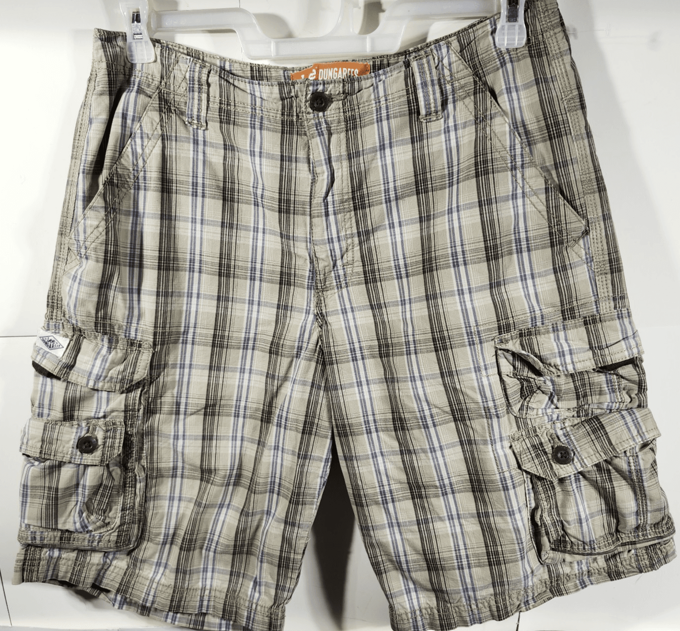 Lee Dungrees Men's Size 33 Cargo Shorts Brown Blue Plaid - Thumbnail 5
