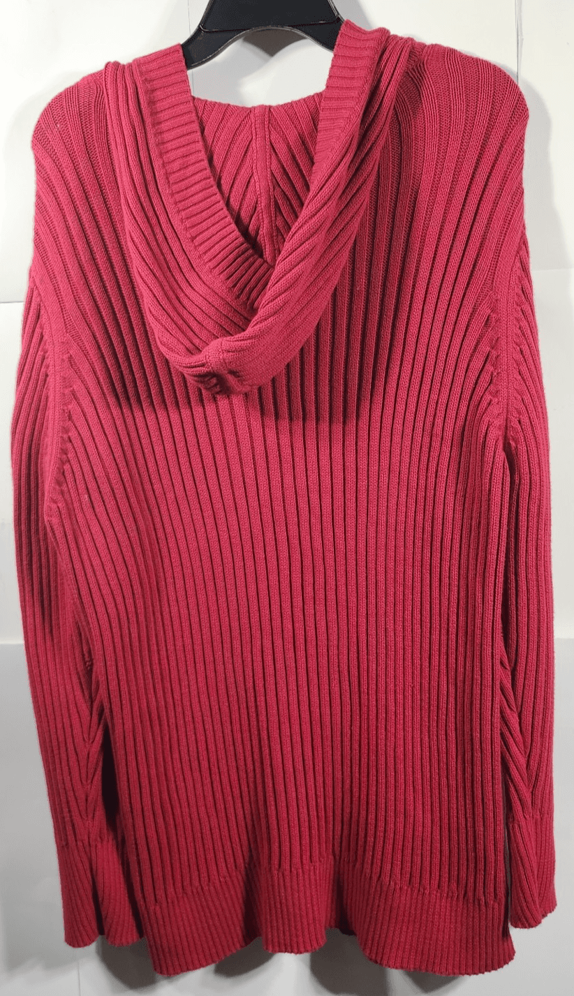 Fashion Bug Women's 2X Hooded Sweater Red Long Sleeve W/Front Pocket - Thumbnail 6