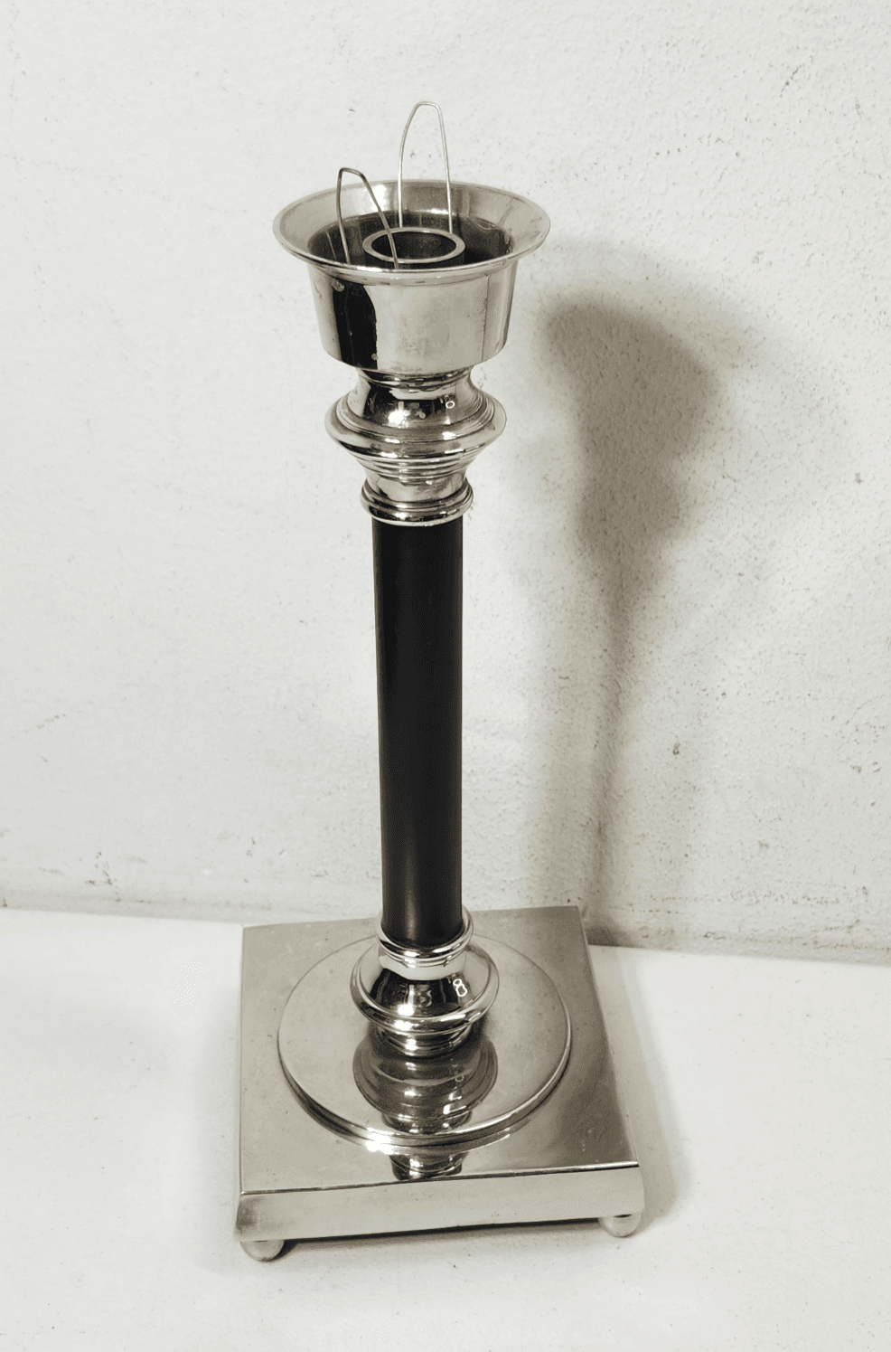 Woodwick Candle Holder Candle Stand Silver Black 12" Home Decor Accent - Thumbnail 3