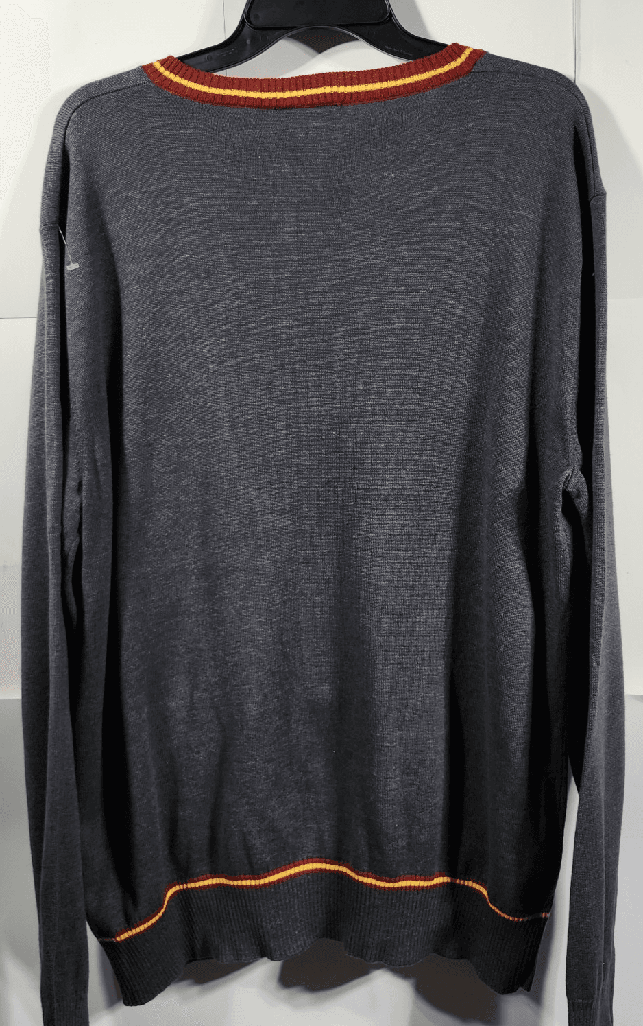 Harry Potter Gryffindor V-Neck Sweater L Gray Red Yellow Trim Wizarding World - Thumbnail 6