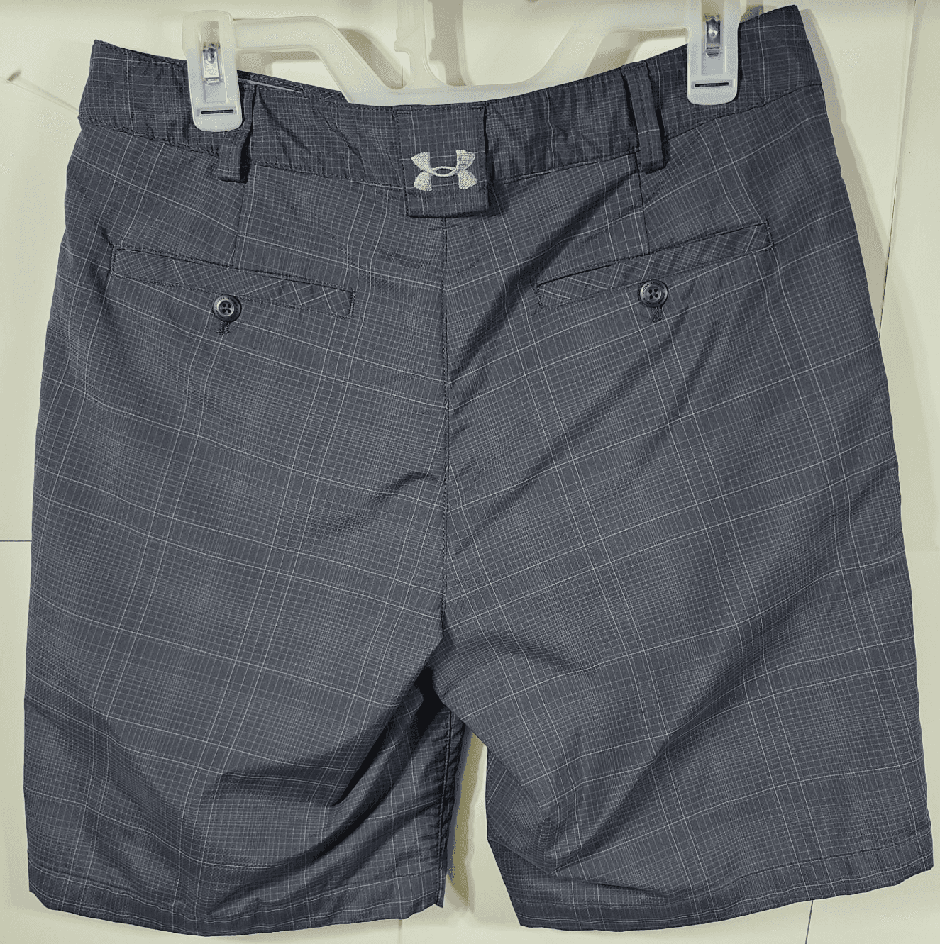 Under Armour Mens Size 36 Shorts Gray Black Plaid Lightweight Mid Rise - Thumbnail 6