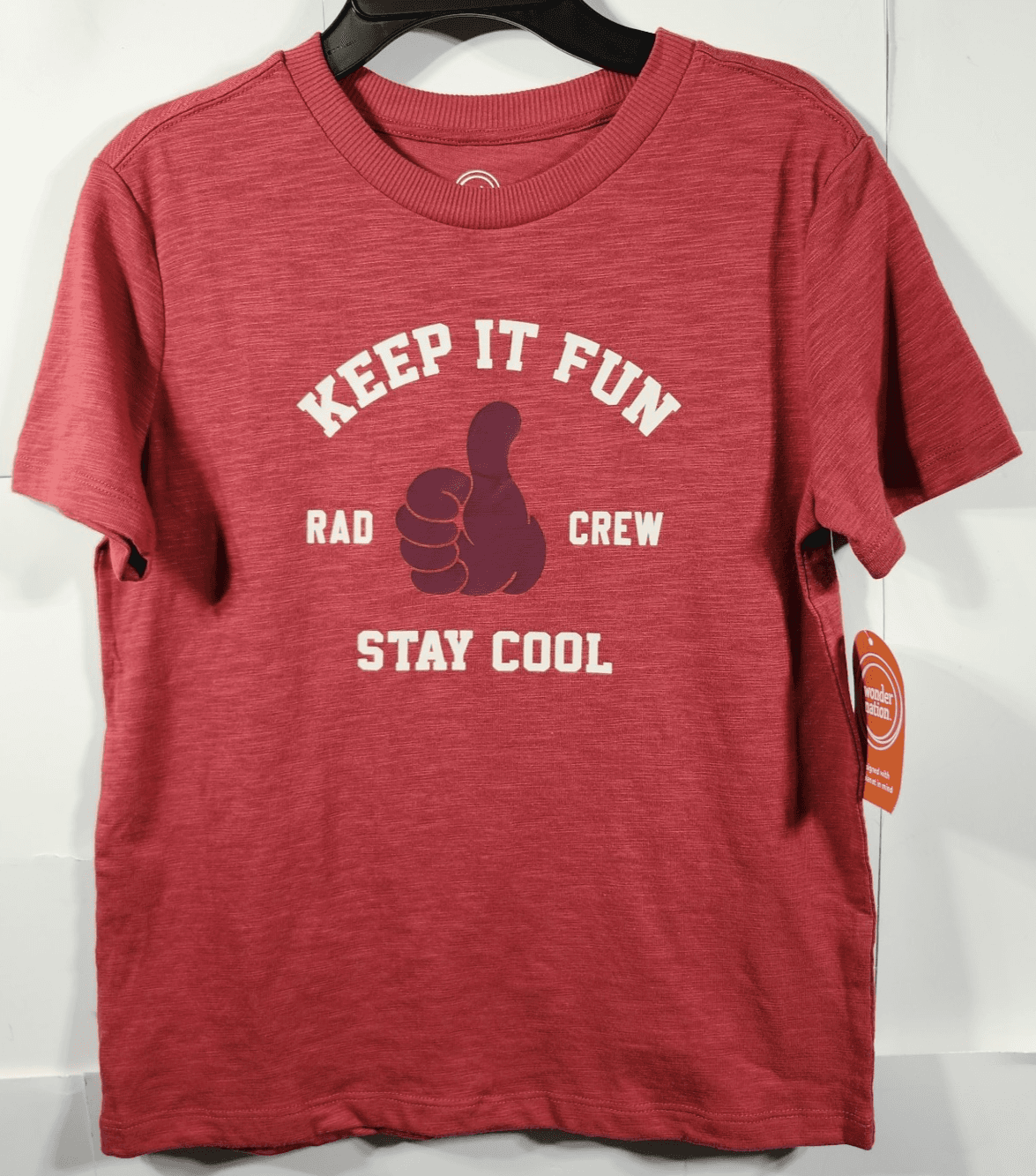 Wonder Nation Boys Short Sleeve T-Shirt Size 10 Red Keep It Fun Graphic NEW - Thumbnail 5