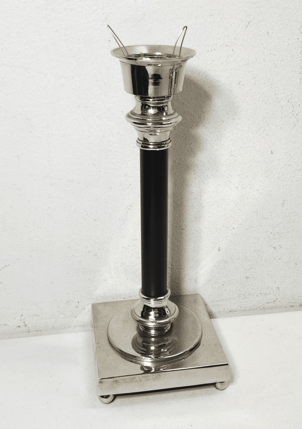 Woodwick Candle Holder Candle Stand Silver Black 12" Home Decor Accent - Thumbnail 2