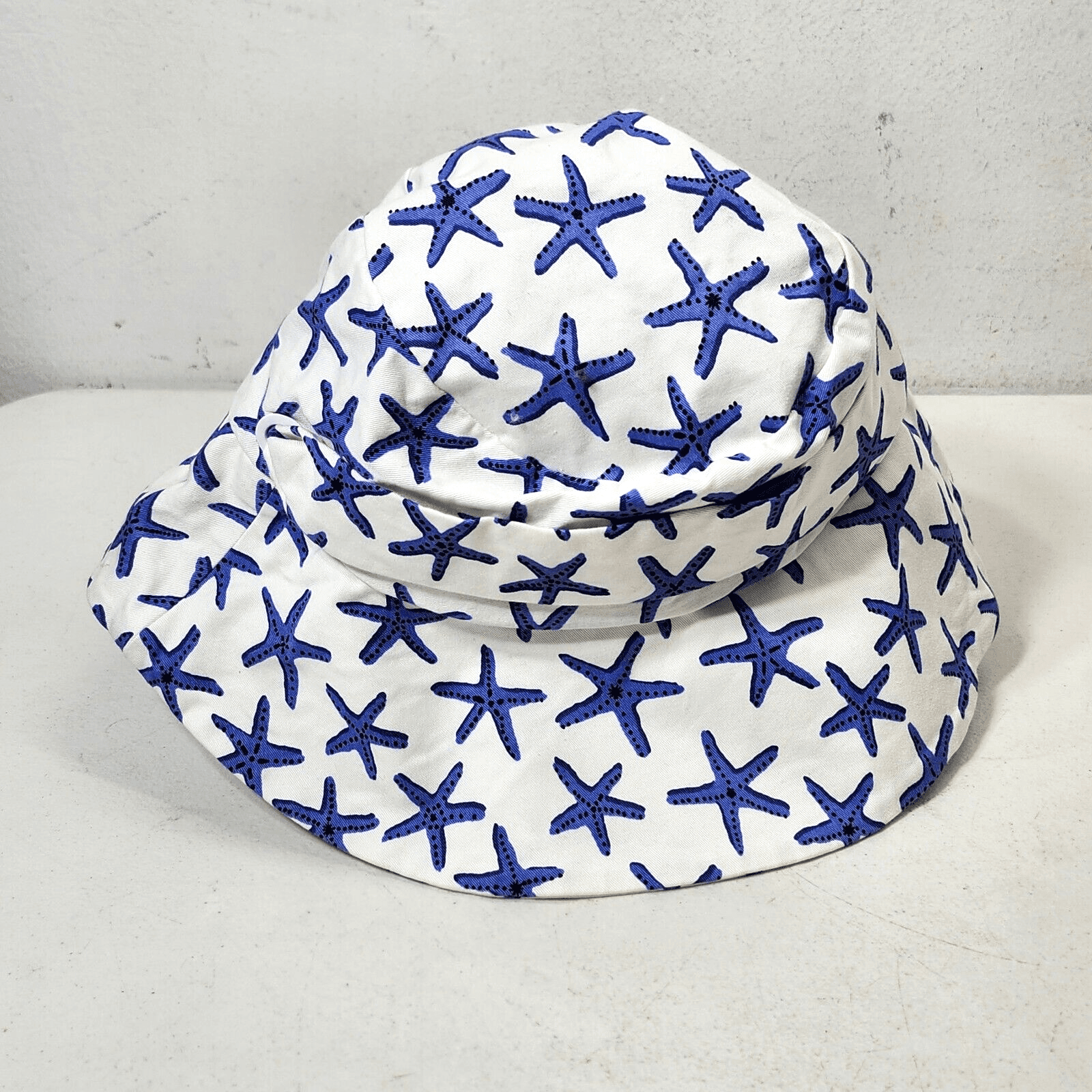 Broome Street Women's Bucket Hat One Size White Blue Star Design With Bow - Thumbnail 4