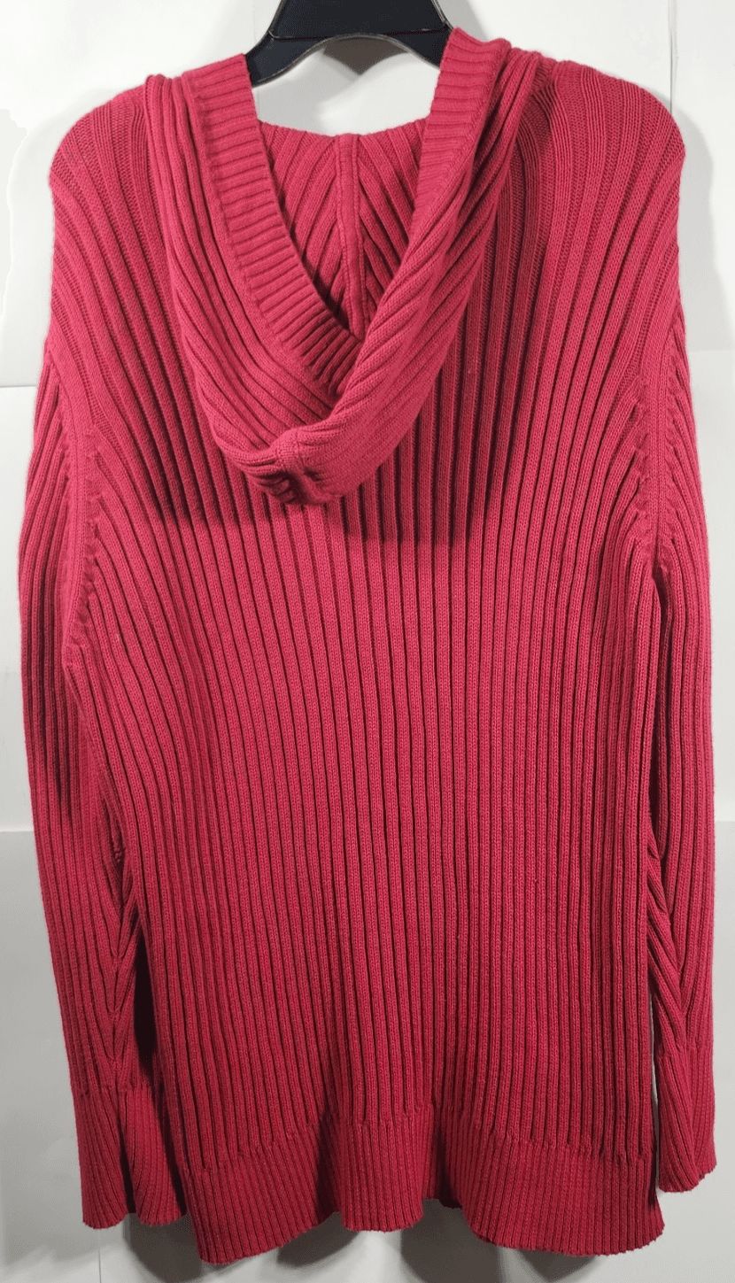 Fashion Bug Women's 2X Hooded Sweater Red Long Sleeve W/Front Pocket - Thumbnail 4