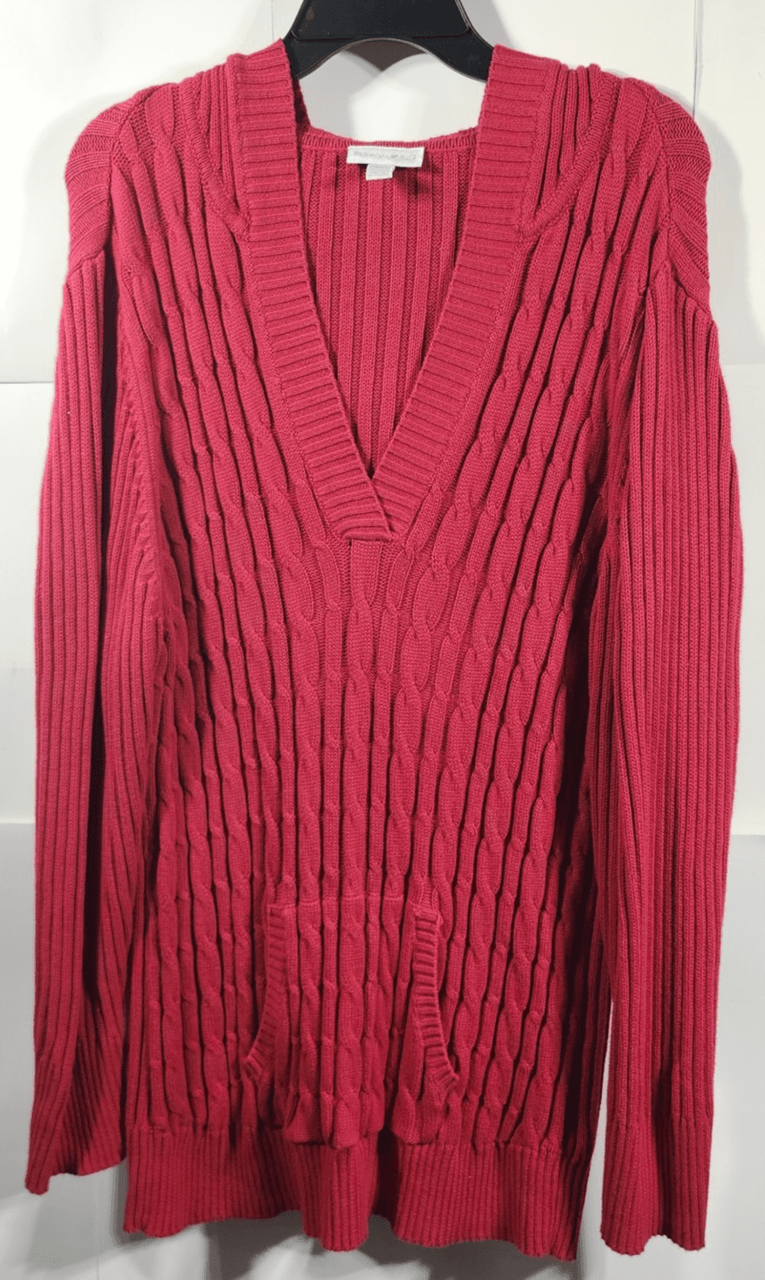 Fashion Bug Women's 2X Hooded Sweater Red Long Sleeve W/Front Pocket - Thumbnail 5