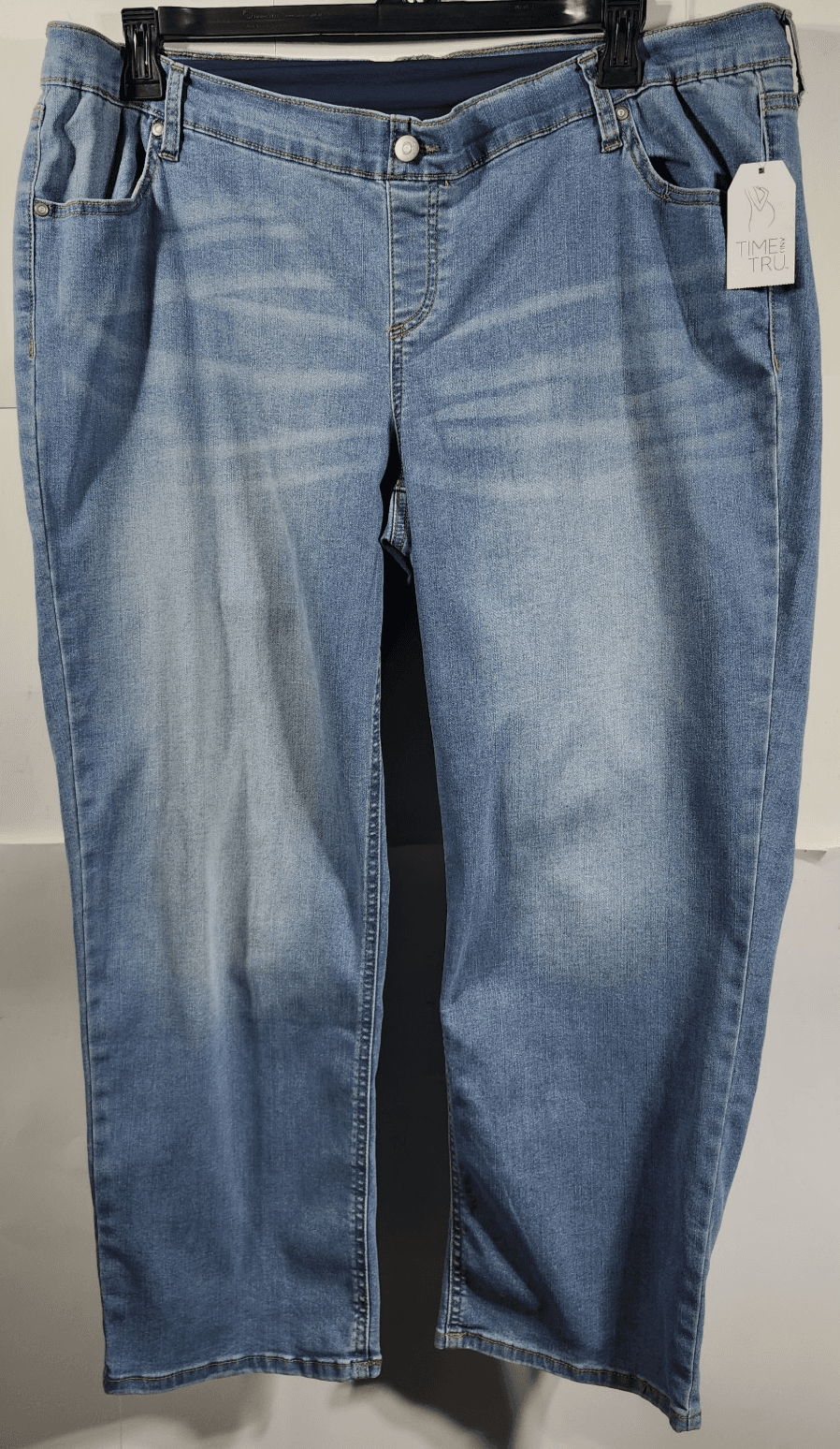 Time & Tru Women's XL Maternity Jeans Straight Leg Blue Denim Stretch Pants NEW - Thumbnail 5