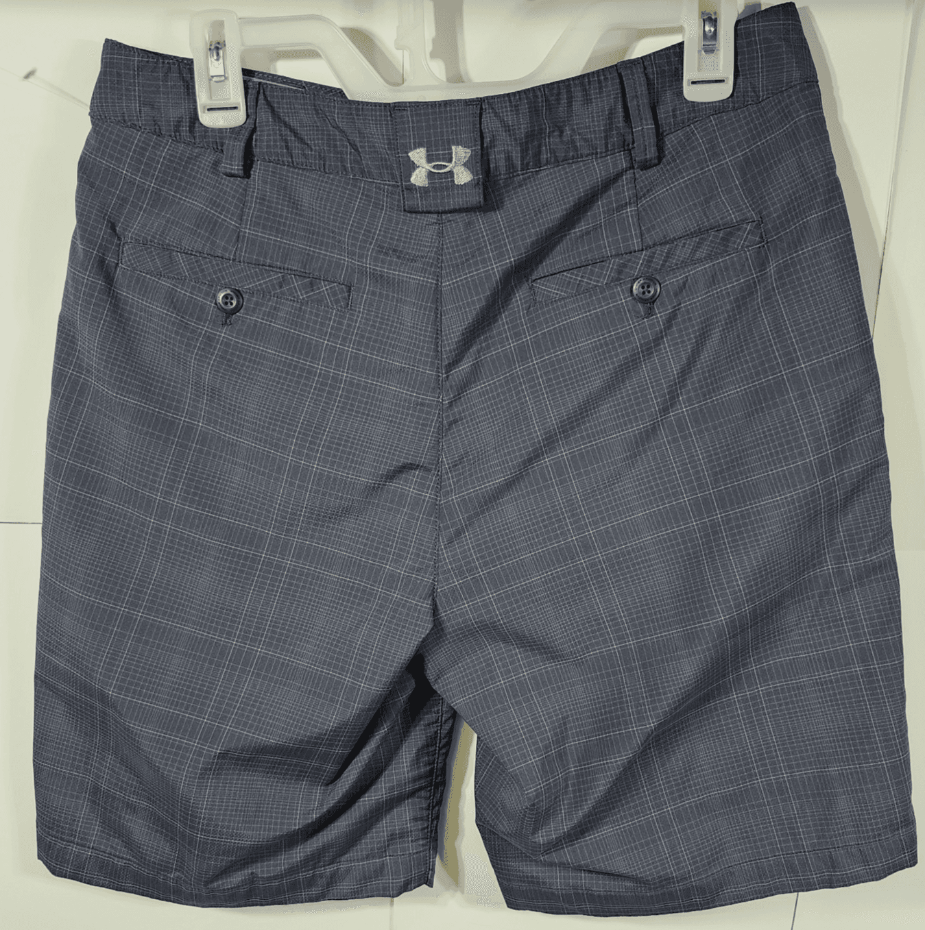 Under Armour Mens Size 36 Shorts Gray Black Plaid Lightweight Mid Rise - Thumbnail 4