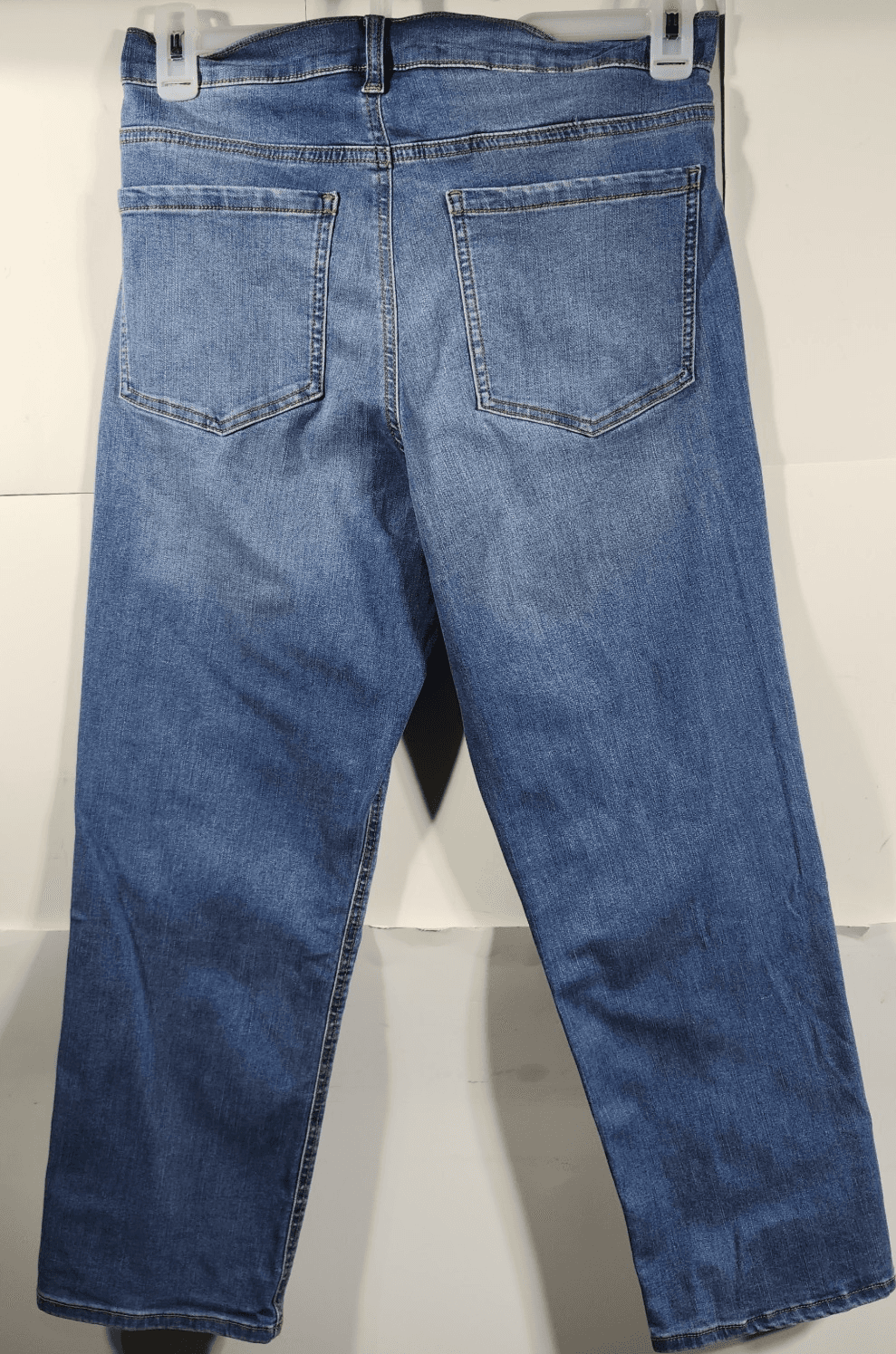 Time & Tru Women's M Maternity Jeans Straight Leg Blue Denim Stretch Pants NEW - Thumbnail 4