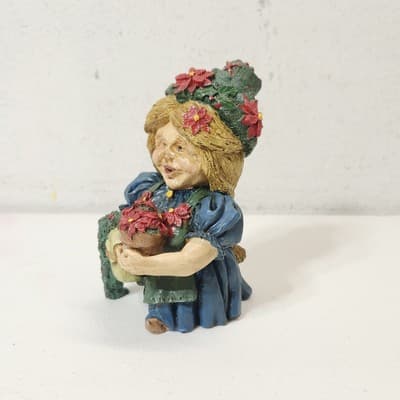 Mark Klaus Poinsettia Girl Figure Home Decor Resin - Thumbnail 3