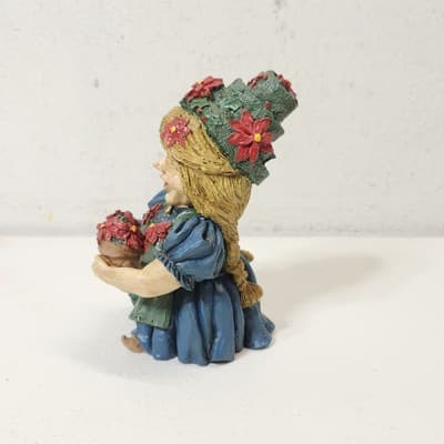Mark Klaus Poinsettia Girl Figure Home Decor Resin - Thumbnail 4