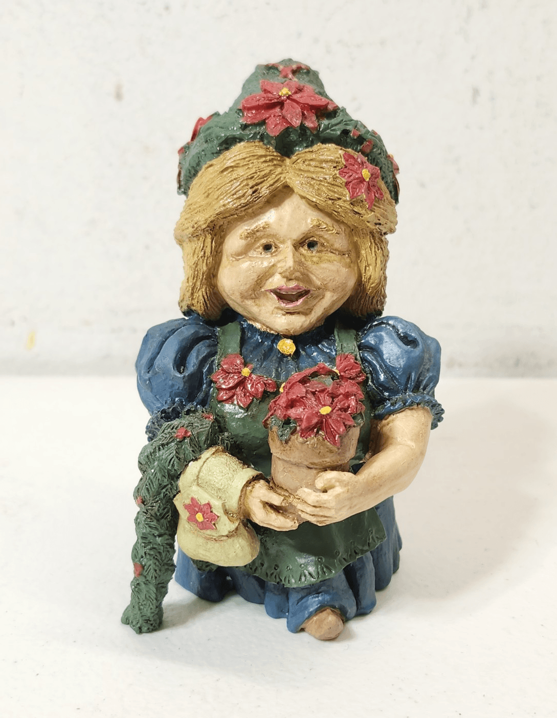 Mark Klaus Poinsettia Girl Figure Home Decor Resin - Thumbnail 2