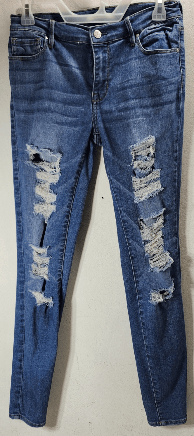 Pacsun Jeggings Women's Size 26 Perfect Fit Mid Rise Blue Denim Distressed Jeans - Thumbnail 5