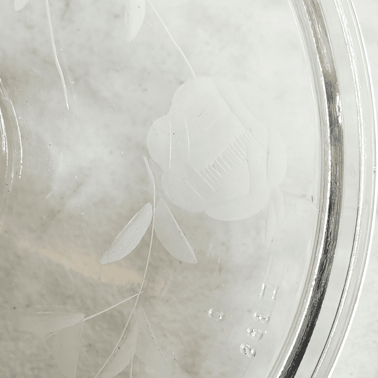 Vintage Pyrex Clear Glass Lid #268 Floral Etched 7.75" - Thumbnail 5