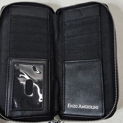 ENZO ANGIOLINI Womens Zip-Around Clutch Wallet Wristlet Black White - Thumbnail 6