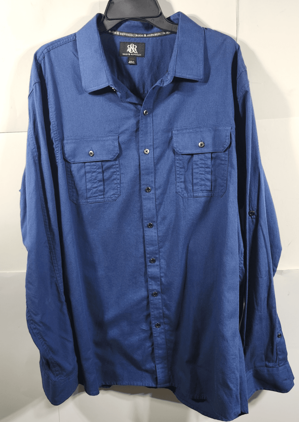 Rock & Republic Shirt Men's XXL Blue Long Sleeve Button Up - Thumbnail 5