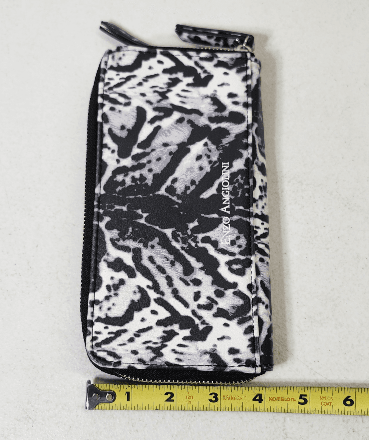 ENZO ANGIOLINI Womens Zip-Around Clutch Wallet Wristlet Black White - Thumbnail 9