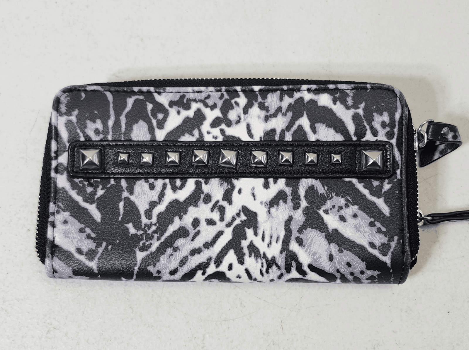 ENZO ANGIOLINI Womens Zip-Around Clutch Wallet Wristlet Black White - Thumbnail 4